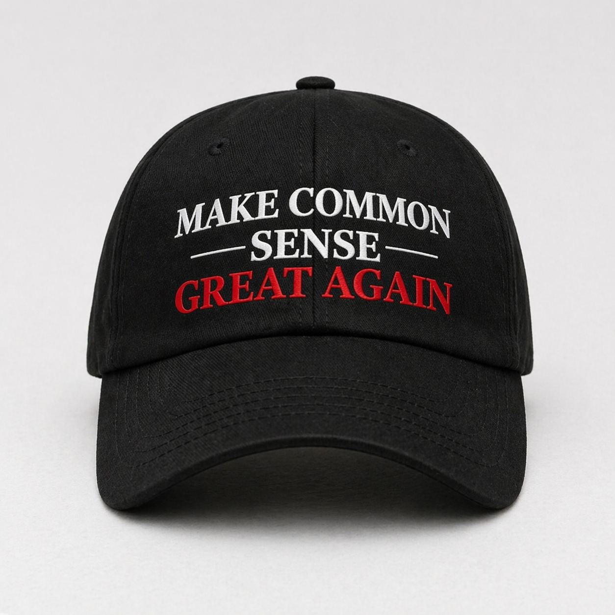 Make Common Sense Great Again Hat - Black (White Line Version)