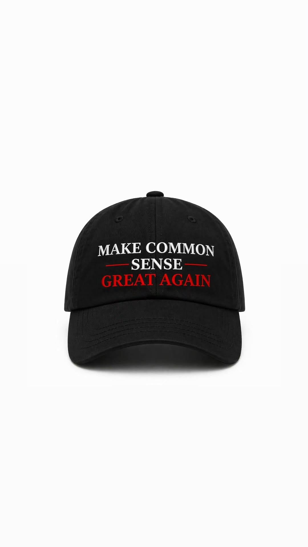 Make Common Sense Great Again Hat – Black (Red Line Version)
